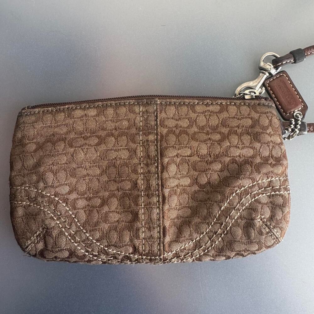 Coach Y2K Brown Signature Mini Wristlet - Picture 3 of 7